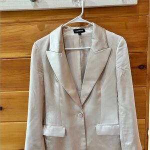 Express Women's Satin Blazer - Cream